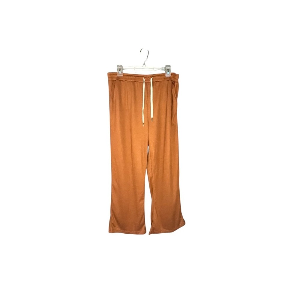 Neer NWT Women's‎ Wide Leg Loung Yoga Waffle Pants Drawstring XL Brown